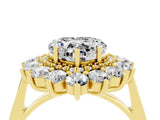 Yellow gold Heart Cut Moissanite Floral Double Halo Engagement Ring with Prong Setting_76