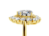 Yellow gold Heart Cut Moissanite Floral Double Halo Engagement Ring with Prong Setting_77