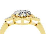 Yellow gold Heart Cut Moissanite Halo Ring with Tapered Band and Four-Prong Setting_4