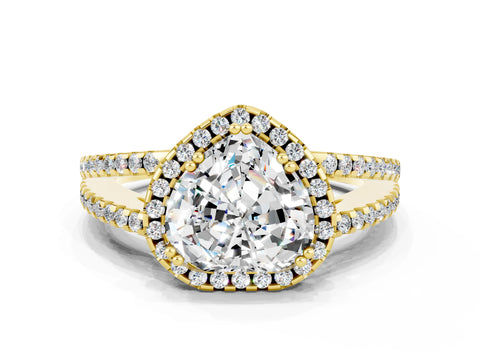 Yellow gold Heart Cut Moissanite Halo Split Shank Engagement Ring_12