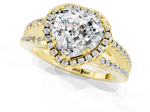 Yellow gold Heart Cut Moissanite Halo Split Shank Engagement Ring_13