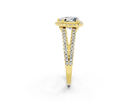 Yellow gold Heart Cut Moissanite Halo Split Shank Engagement Ring_14