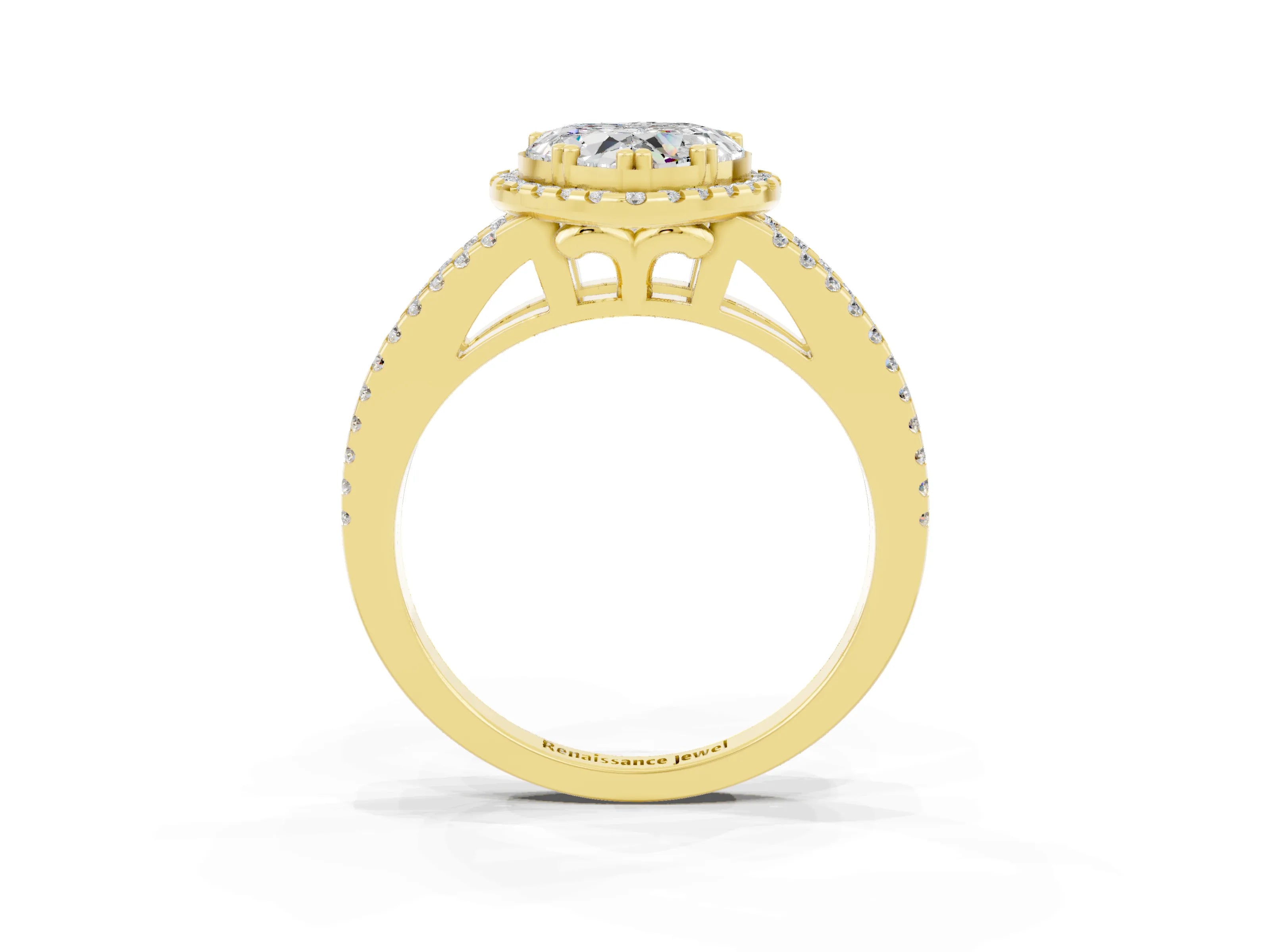 Yellow gold Heart Cut Moissanite Halo Split Shank Engagement Ring_15