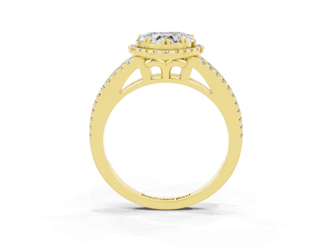 Yellow gold Heart Cut Moissanite Halo Split Shank Engagement Ring_15