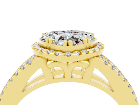 Yellow gold Heart Cut Moissanite Halo Split Shank Engagement Ring_16