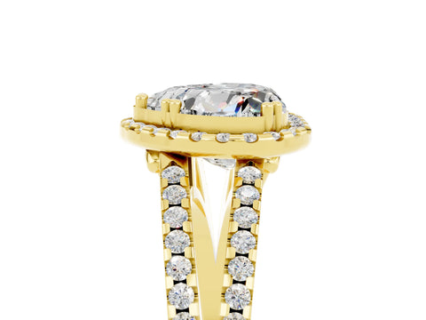 Yellow gold Heart Cut Moissanite Halo Split Shank Engagement Ring_17