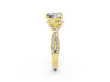 Yellow gold Heart Cut Moissanite Halo Twist Band Solitaire Prong Setting Ring_2