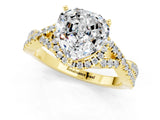 Yellow gold Heart Cut Moissanite  Halo Twist Band Solitaire Prong Setting Ring_25