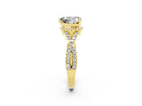 Yellow gold Heart Cut Moissanite  Halo Twist Band Solitaire Prong Setting Ring_26