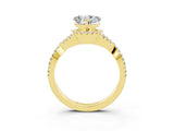 Yellow gold Heart Cut Moissanite  Halo Twist Band Solitaire Prong Setting Ring_27