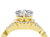 Yellow gold Heart Cut Moissanite  Halo Twist Band Solitaire Prong Setting Ring_28