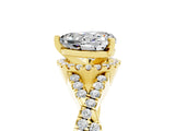 Yellow gold Heart Cut Moissanite  Halo Twist Band Solitaire Prong Setting Ring_29