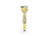 Yellow gold Heart Cut Moissanite  Halo Twist Band Solitaire Prong Setting Ring_44