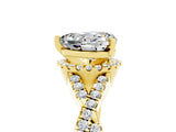 Yellow gold Heart Cut Moissanite  Halo Twist Band Solitaire Prong Setting Ring_47