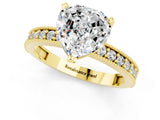 Yellow gold Heart Cut Moissanite Milgrain Pavé Engagement Ring with Four-Prong Setting_13