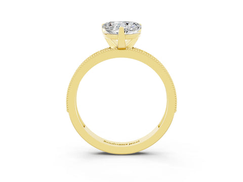 Yellow gold Heart Cut Moissanite Milgrain Pavé Engagement Ring with Four-Prong Setting_15