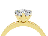 Yellow gold Heart Cut Moissanite Milgrain Pavé Engagement Ring with Four-Prong Setting_16