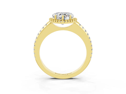 Yellow gold Heart Cut Moissanite Pavé Halo Ring with Four-Prong Setting_15