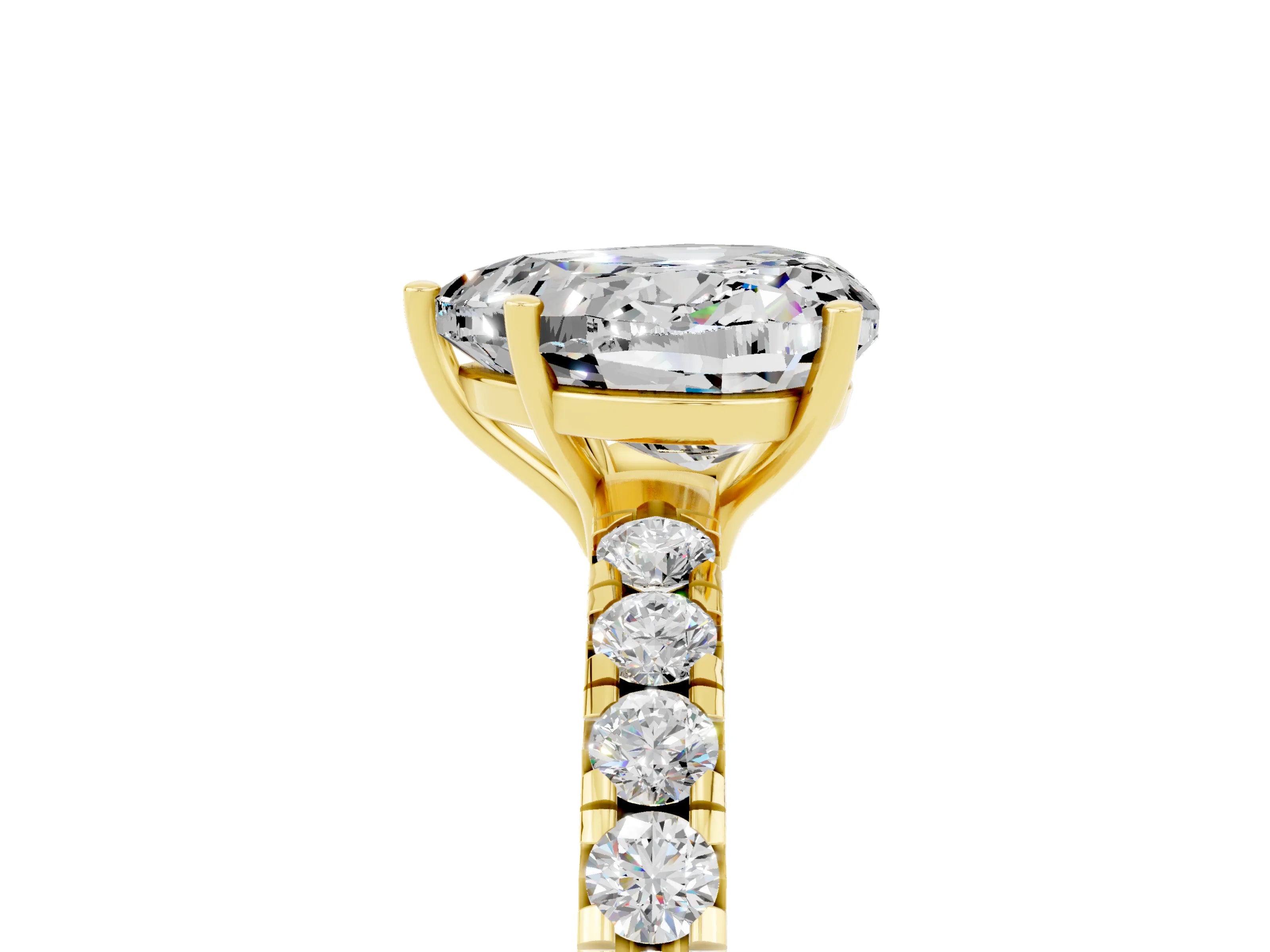 Yellow gold Heart Cut Moissanite Pavé Solitaire Engagement Ring with Four-Prong Setting_17
