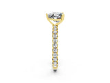 Yellow gold Heart Cut Moissanite Pavé Solitaire Ring with Round Band and Prong Setting_26