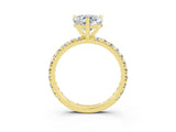 Yellow gold Heart Cut Moissanite Pavé Solitaire Ring with Round Band and Prong Setting_27
