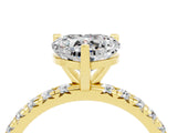 Yellow gold Heart Cut Moissanite Pavé Solitaire Ring with Round Band and Prong Setting_28