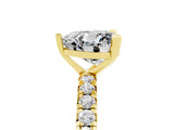 Yellow gold Heart Cut Moissanite Pavé Solitaire Ring with Round Band and Prong Setting_29