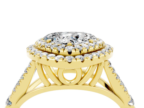 Yellow gold Heart Cut Moissanite Pavé Split Shank Double Halo Engagement Ring_4