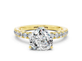 Yellow gold Heart Cut Moissanite Pave Band Solitaire Ring with Four-Prong Setting_24