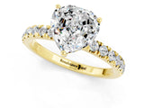 Yellow gold Heart Cut Moissanite Pave Band Solitaire Ring with Four-Prong Setting_25