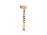 Yellow gold Heart Cut Moissanite Pave Band Solitaire Ring with Four-Prong Setting_26