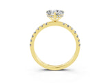 Yellow gold Heart Cut Moissanite Pave Band Solitaire Ring with Four-Prong Setting_27