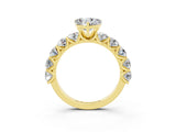 Yellow gold Heart Cut Moissanite Prong Setting with Side Stones on a Pave Band_3
