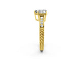 Yellow gold Heart Cut Moissanite Ring with Milgrain Pavé Band and Four-Prong Setting_14