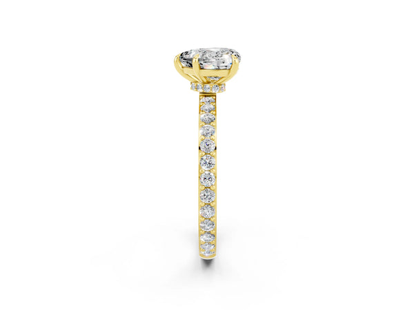Yellow gold Heart Cut Moissanite Pavé Engagement Ring with Round  Accents and Prong Setting
