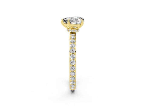 Yellow gold Heart Cut Moissanite Ring with Pavé Band and Four-Prong Setting_2