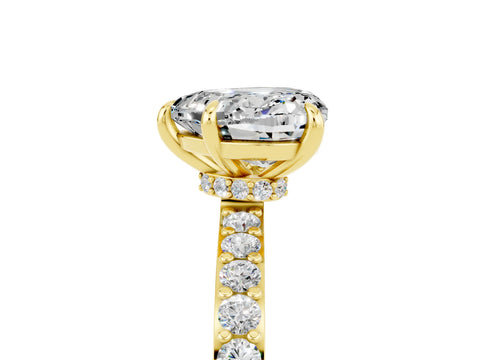 Yellow gold Heart Cut Moissanite Ring with Pavé Band and Four-Prong Setting_5