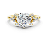 Yellow gold Heart Cut Moissanite Ring with Side Stones and Four-Prong Setting_36