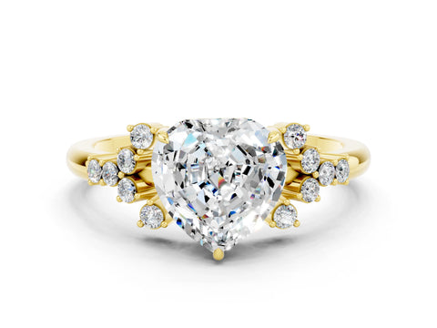 Yellow gold Heart Cut Moissanite Ring with Side Stones and Four-Prong Setting_36