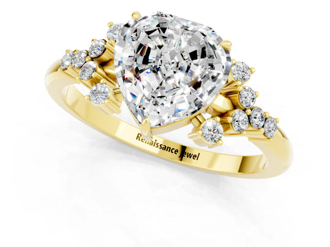 Yellow gold Heart Cut Moissanite Ring with Side Stones and Four-Prong Setting_37