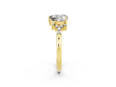 Yellow gold Heart Cut Moissanite Ring with Side Stones and Four-Prong Setting_38