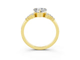 Yellow gold Heart Cut Moissanite Ring with Side Stones and Four-Prong Setting_39