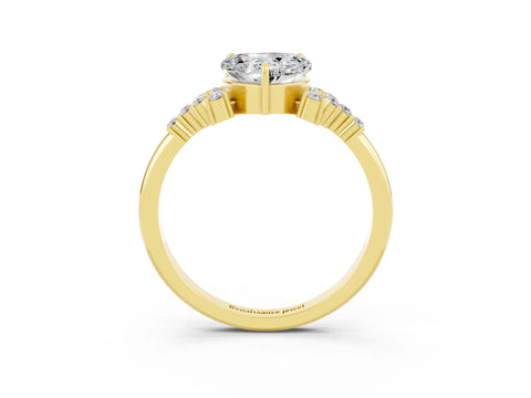 Yellow gold Heart Cut Moissanite Ring with Side Stones and Four-Prong Setting_39