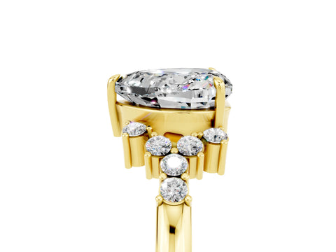 Yellow gold Heart Cut Moissanite Ring with Side Stones and Four-Prong Setting_41