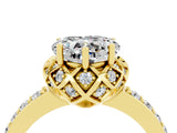 Yellow gold Heart Cut Moissanite Scalloped Halo Engagement Ring with Round Shared Prong Band_28