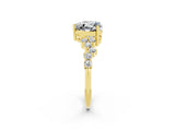 Yellow gold Heart Cut Moissanite Scattered Round Accent Ring with Prong Setting_26