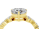 Yellow gold Heart Cut Moissanite Scattered Round Accent Ring with Prong Setting_28