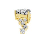 Yellow gold Heart Cut Moissanite Scattered Round Accent Ring with Prong Setting_29