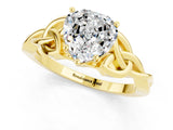 Yellow gold Heart Cut Moissanite Solitaire Celtic Knot Ring with Four-Prong Setting_13