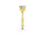 Yellow gold Heart Cut Moissanite Solitaire Celtic Knot Ring with Four-Prong Setting_14